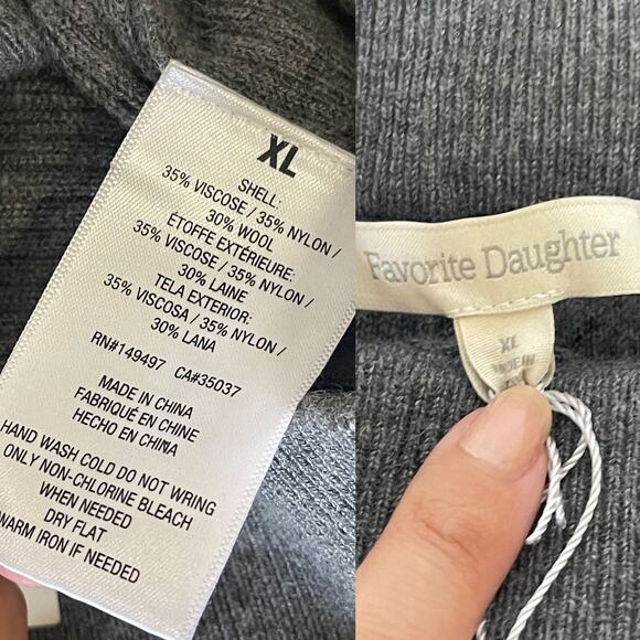 FAVORITE DAUGHTER NWT Knit Ribbed Wool Blend Flare Pants in Storm Cloud Size XL - Picture 9 of 11